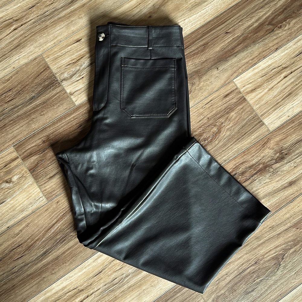 Anthropologie Colette cropped faux leather pants by Maeve in black
